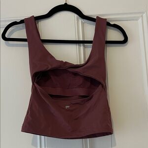 Mauve Fabletics Oasis Twist Built-In Bra Tank Crop Tank Top